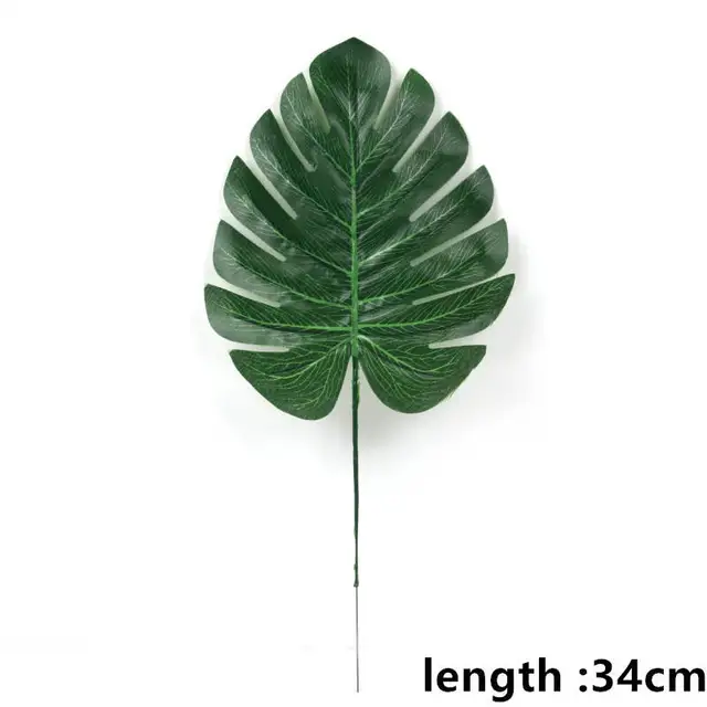 12pcs Artificial Tropical Palm Leaves Hawaiian Party Fake Silk Leaf Luau Party Summer Theme Party Decorations Home Table Decor 12pcs M With Stem