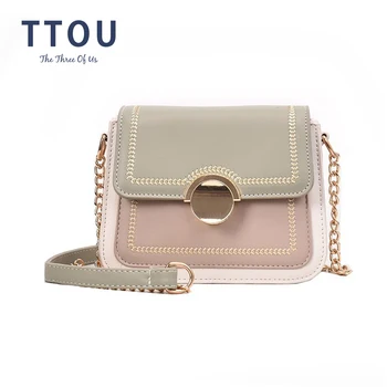 

Contrast color Leather Crossbody Bags For Women 2020 Travel Handbag Fashion Simple Shoulder Messenger Bag Ladies Mini Flap Bag