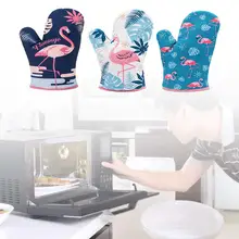 1 шт. Прихватки для духовки с принтом фламинго, хлопковые перчатки для микроволновой печи, термоизоляционные рукавицы для выпечки, предназначены для использования в светильник