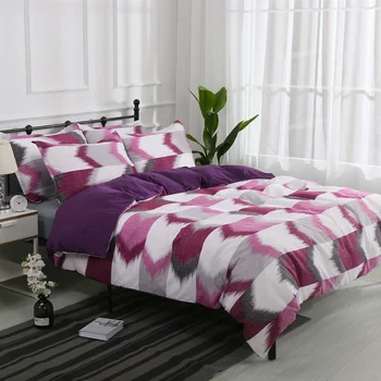 

Lychee Geometric Plaid Bedding Set Modern Polyester Duvet Cover Set 3pcs Home Bed Linings Family Bed Sets