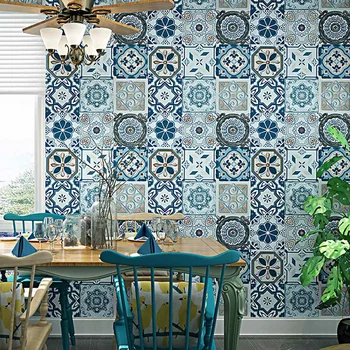 

0.53X10M Blue and White Porcelain Theme Waterproof Mildew Proof Stickers 3D Stickers DIY Tiles Stickers Home Decorate