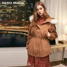 Vero Moda Женская Съемная енота с капюшоном шерстяное пальто парка пальто | 318327520