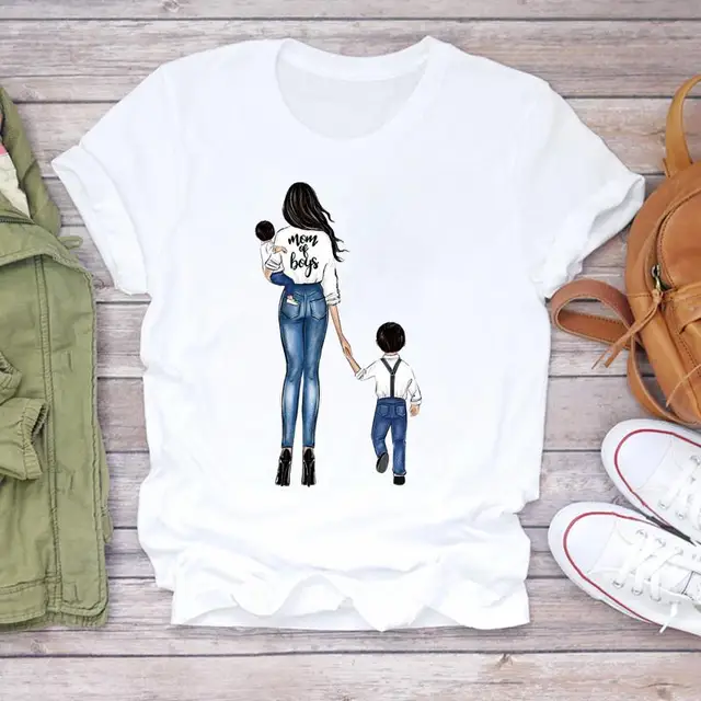 Women Cartoon Super Mom Life Momlife Mama Mother Summer Print Lady T-shirts Top T Shirt Ladies Womens Graphic Female Tee T-Shirt CZ23220