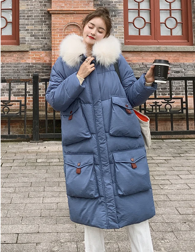 Новинка, Женское зимнее пальто с капюшоном, теплое пальто с мехом, Женское пальто с подкладкой из хлопка, парка, Женский ватник, feminina