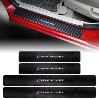 

4PCS Carbon Fiber Car Door Sill Protector Stickers Performance Logo for BMW E28 E30 E34 E36 E39 E46 E52 E53 E60 E62 E71 E83 etc