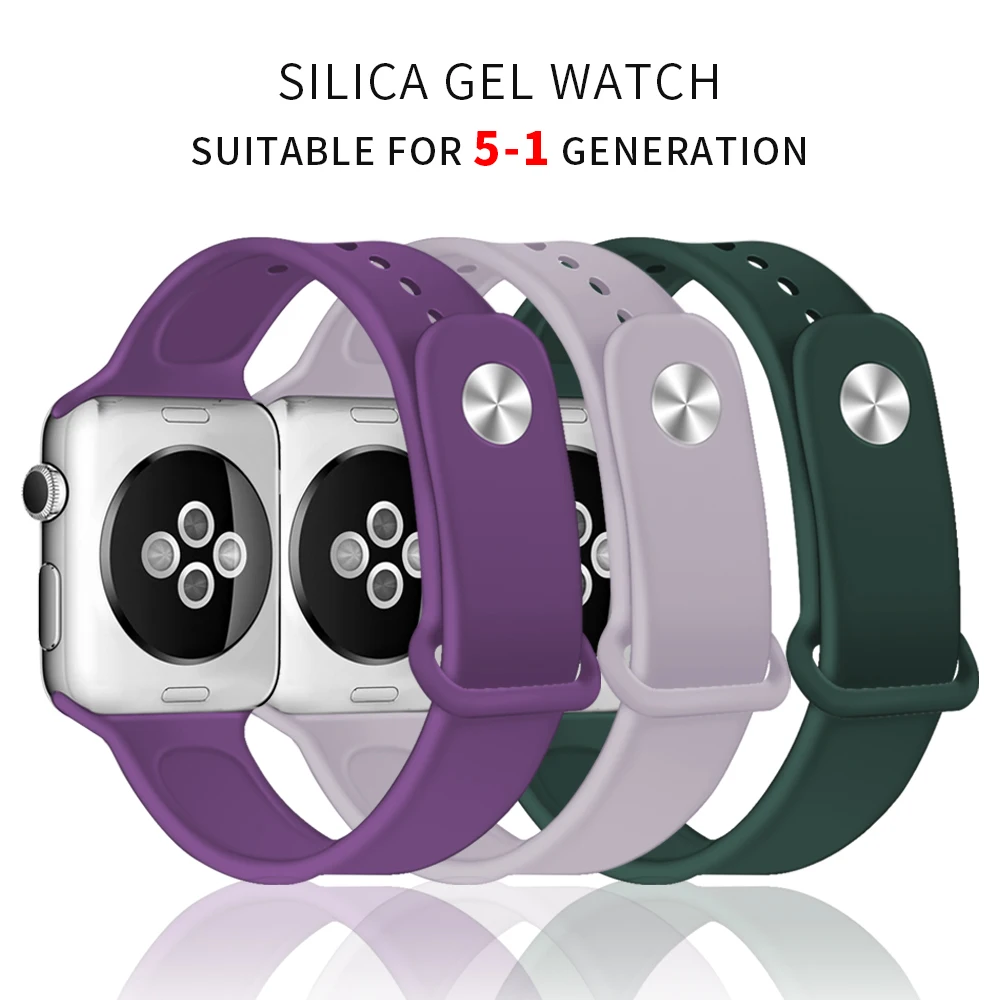 Ремешок силиконовый для Apple Watch Series 6 5 4 3 2 1 SE Band 44 мм 40 резиновый спортивный браслет