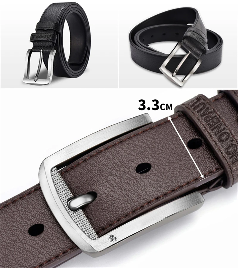 leather belt for men NO.ONEPAUL for men new fashion classice vintage pin buckle men belt High Quality cow genuine leather luxury strap male belts tiger belt