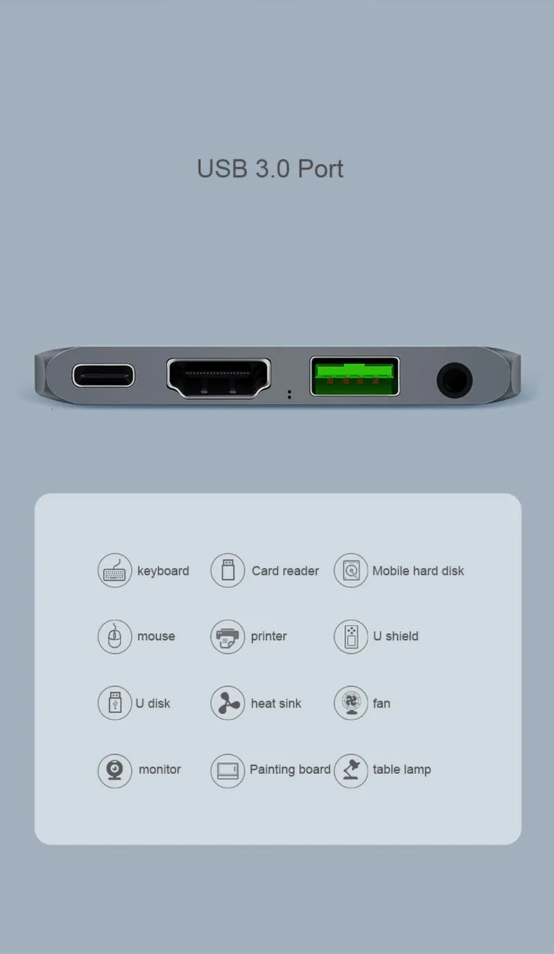USB C концентратор для Ipad Pro USB-C адаптер с зарядка PD HDMI 4 K USB 3,0 3,5 мм аудио совместимый MacBook Pro SamsuS8 S9 S10 P20 P30