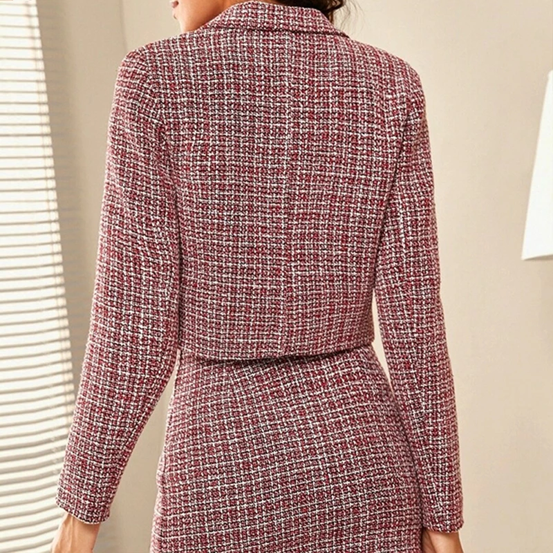 Aartiee Long sleeve bodycon jacket blazer womens two pieces suits Autumn winter short button blazer top Casual office ladies new