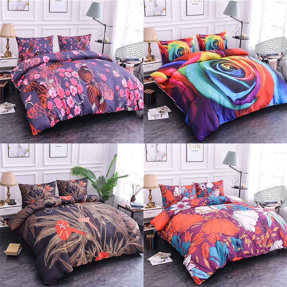 Homesky Fower Bedding set Luxury Bed Linen Print duvet cover 3d Universe Bedclothes King Queen size | Дом и сад