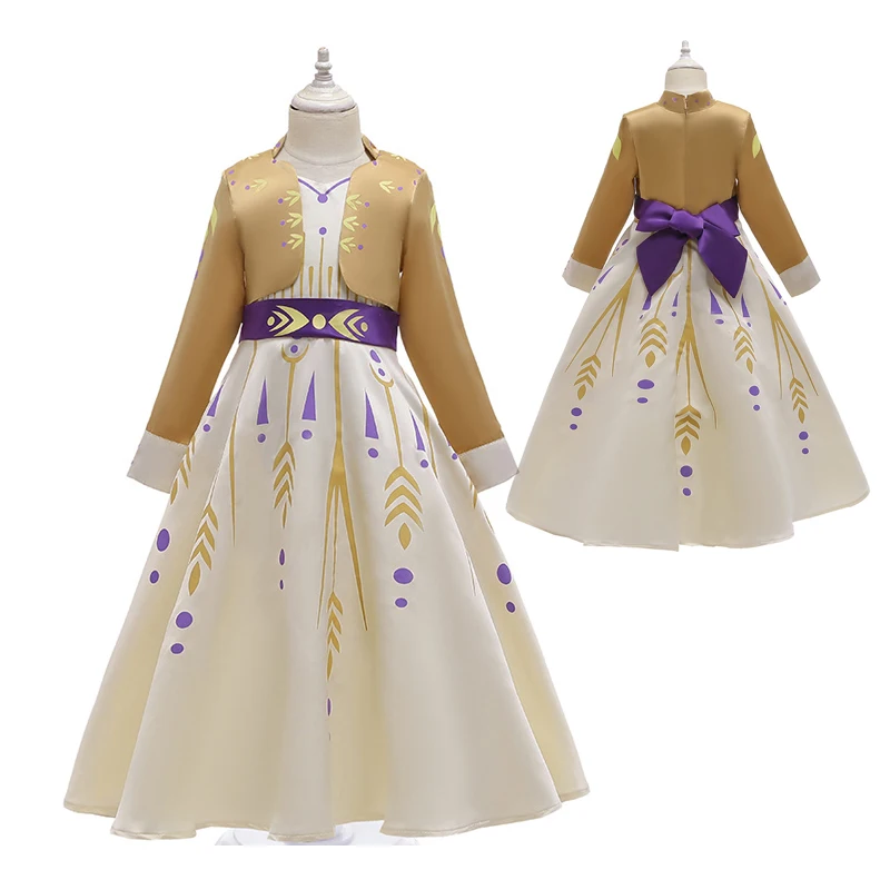 Tanie 2019 boże narodzenie Frozen 2 królowa Anna sukienka Cosplay kostiumy dla Kid Girls Party księżniczka Vestidos odzież dla dzieci sukienka 3 12 lat