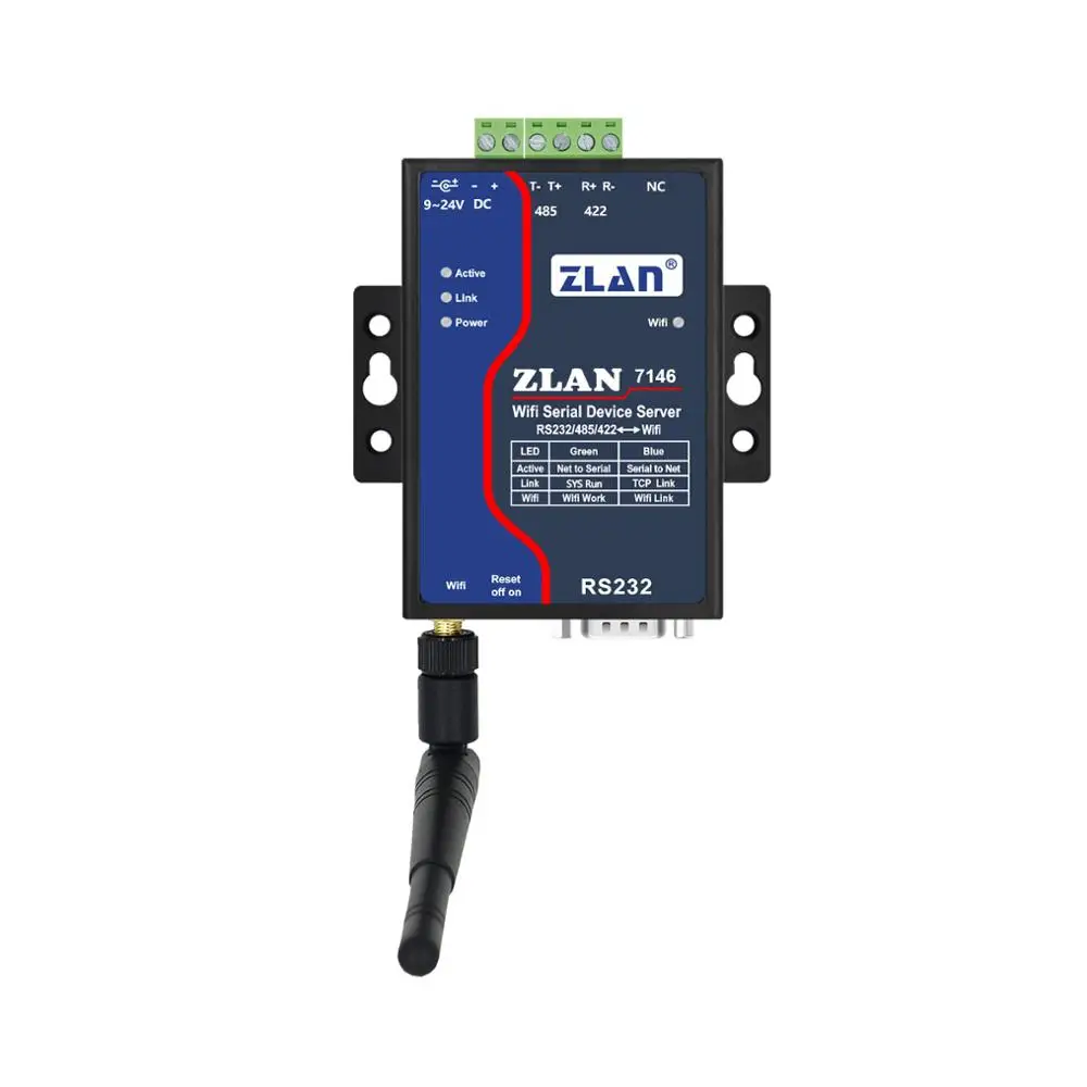 Последовательный модуль Wi-Fi RS232 RS485 RS422 беспроводной конвертер ZLAN7146 Modbus RTU TCP шлюз |