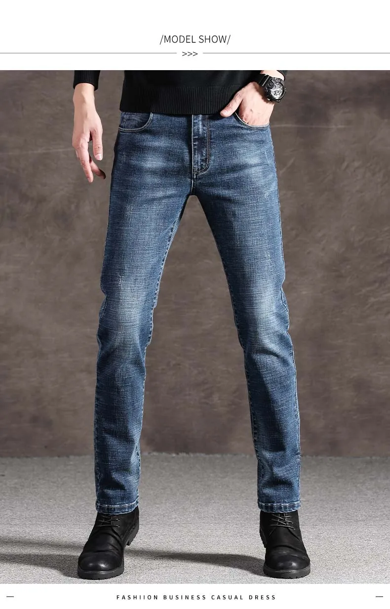 Брендовые мужские джинсы стрейч синие джинсы Бизнес Slim Fit джинсы размер 38 40 осень зима джинсы для мужчин