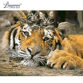 

DIY Frame Oil Painting By Numbers Tiger Cat Animals Paint By Numbers Home Wall Art Pictures Calligraphy Painting 40x50cm Artwork