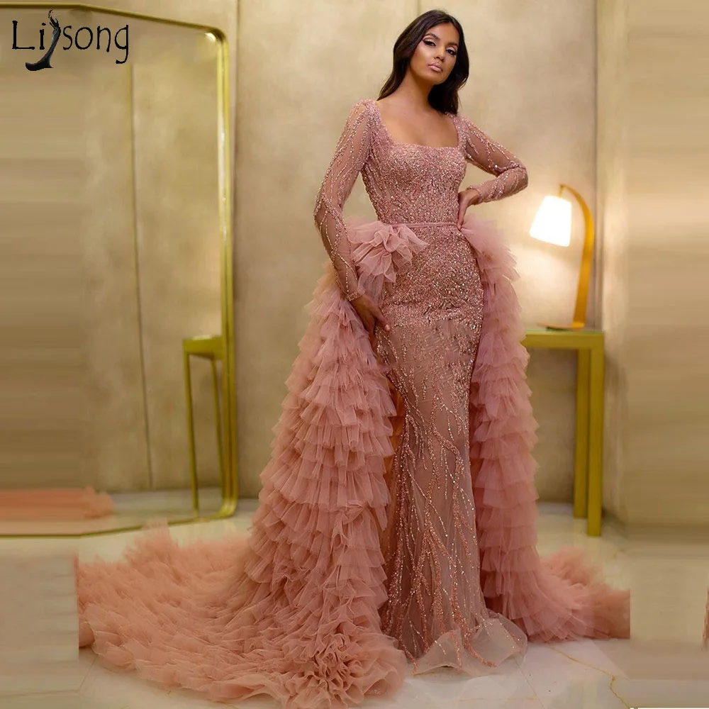 Dubai Beads Evening Dresses 2020 Saudi Arabia Couture Long Party Gowns