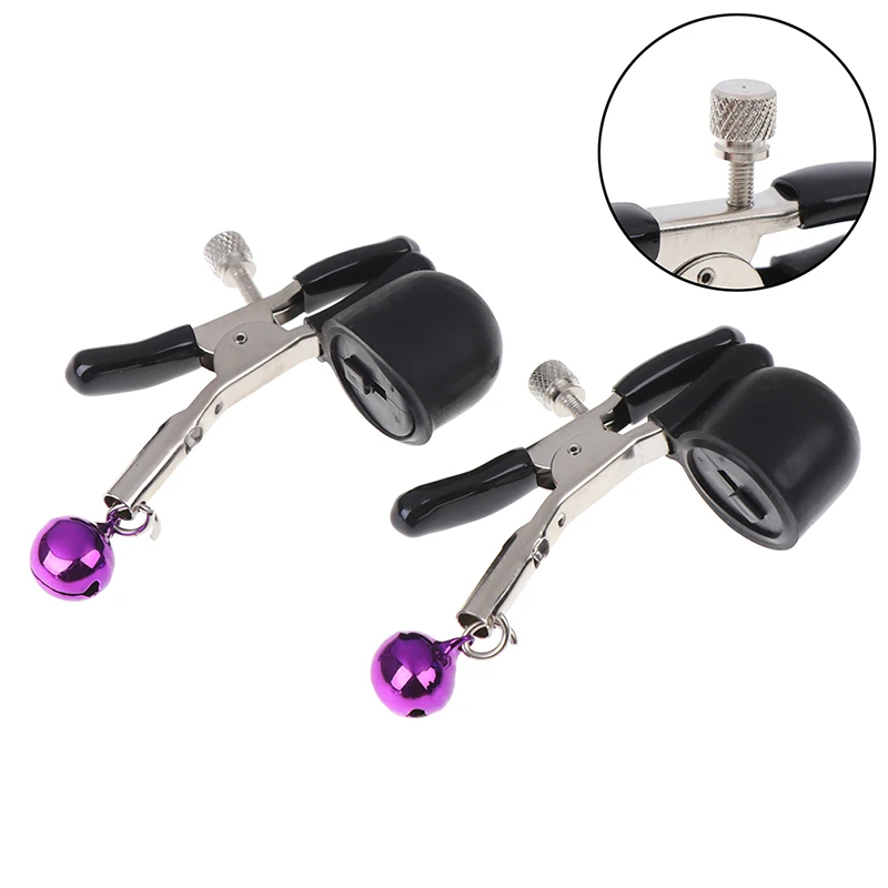 2PCS Slave Breast Stimulator Nipple Clamps With Bell Vibrator Flirting Sex Toys For Women Couple Vibrating Clip Erotic Toy