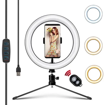 

USB Dimmable LED Selfie Ring Light Cellphone Makeup Lamp for Live Stream with Phone Clip Adjustable Desk Lamp Selfie Light Ring