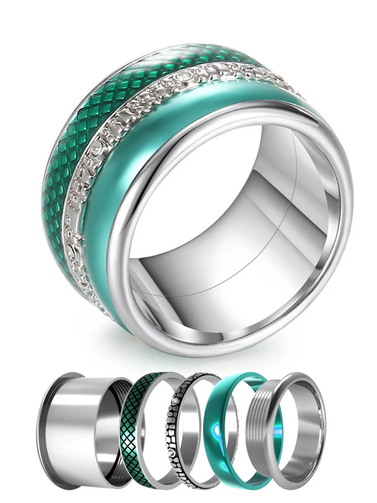 Cremo 2021 Stainless Steel Female Stacking Ring Rotating Filling Combination Ring Interchangeable Femme Bijoux Jewelry Accessori