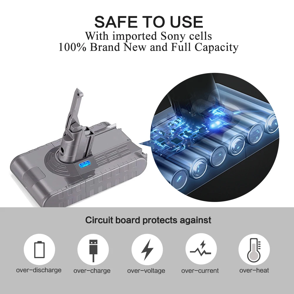 Cena Sparkole 21.6V 3600mAh akumulator litowo jonowy do dyson V8 absolutny, puszysty, zwierzęcy akumulator litowo jonowy