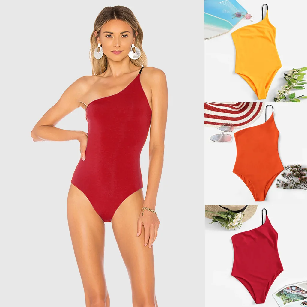 

2020 New Arrival Jumpsuit Fashion Womens Solid Color Bathing Suit Bikini Push-Up Pad Swimwear Push Up Padded Swimsuit Beachwear