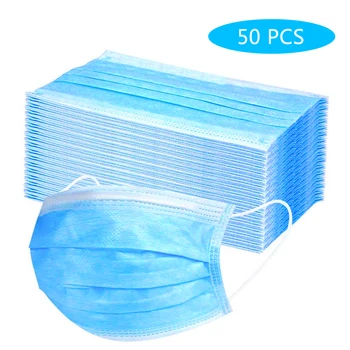 

50PCS Disposable face mask Cover 3 layer Non-woven Dust-proof Breathable Dustproof Face Cover
