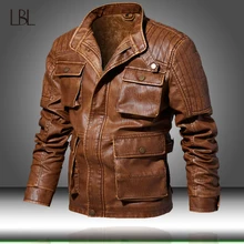 Мужские куртки, приталенная Повседневная Верхняя одежда, куртка-бомбер, Мужская мотоциклетная кожаная куртка из искусственной кожи, Мужская Меховая куртка с несколькими карманами, мужская теплая одежда