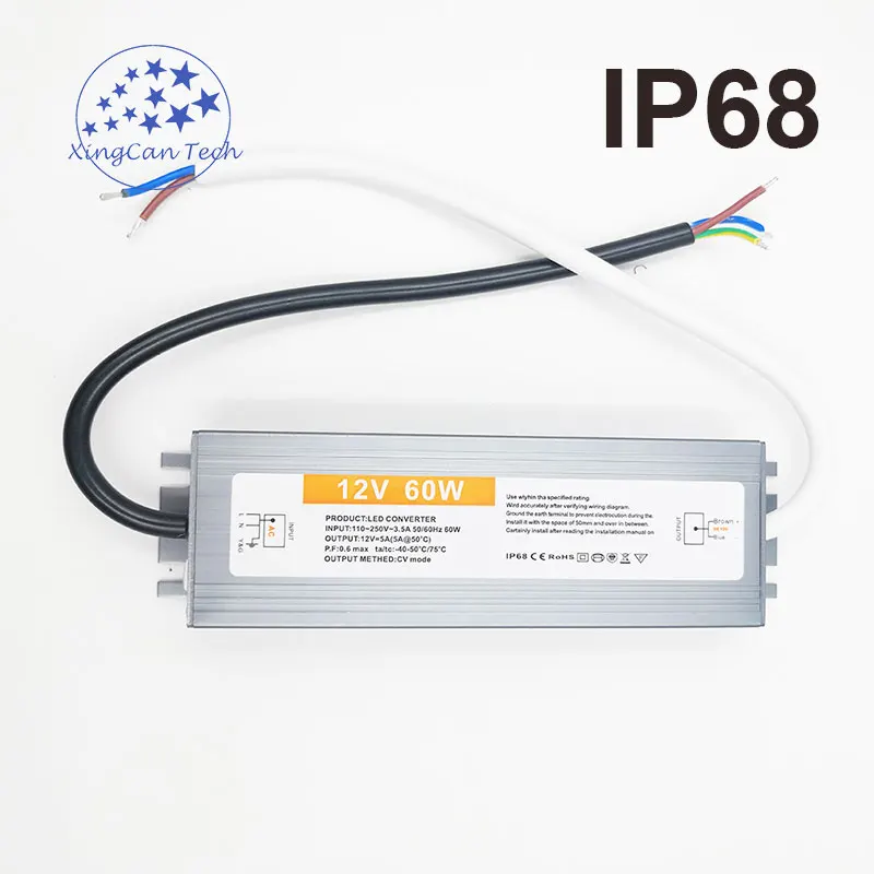 

IP68 12V 50W 60W 80W 100W 150W Waterproof LED Driver AC 110V-250V to DC 12V Led Power Supply Transformer For DC12V Lamp