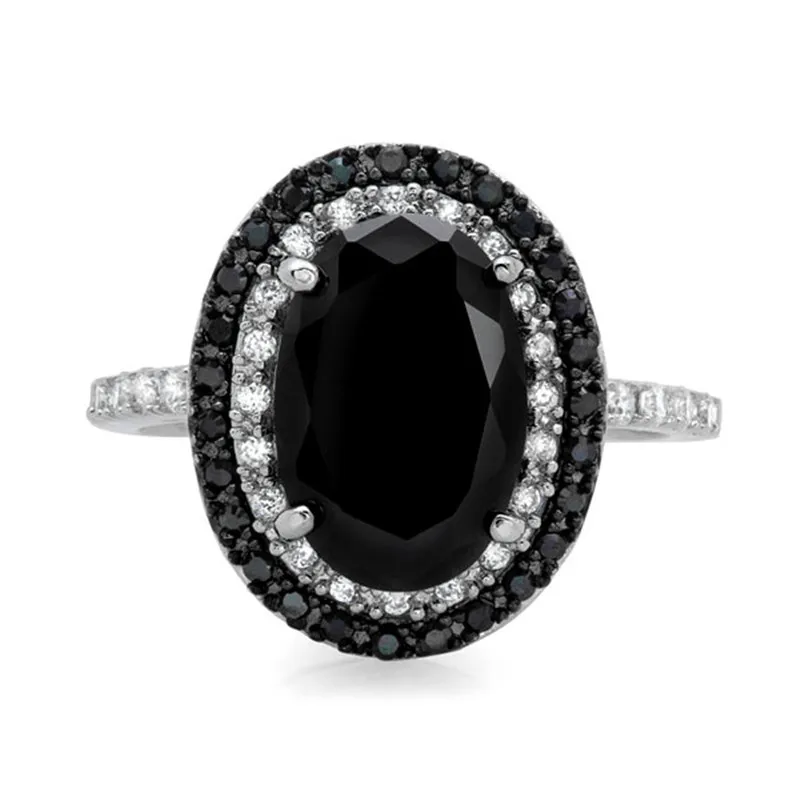 Bague Ringen, креативное кольцо из черной шпинели, Стерлинговое серебро 925, хорошее ювелирное изделие, кольца с черным драгоценным камнем для женщин, овальная форма, циркон, подарок