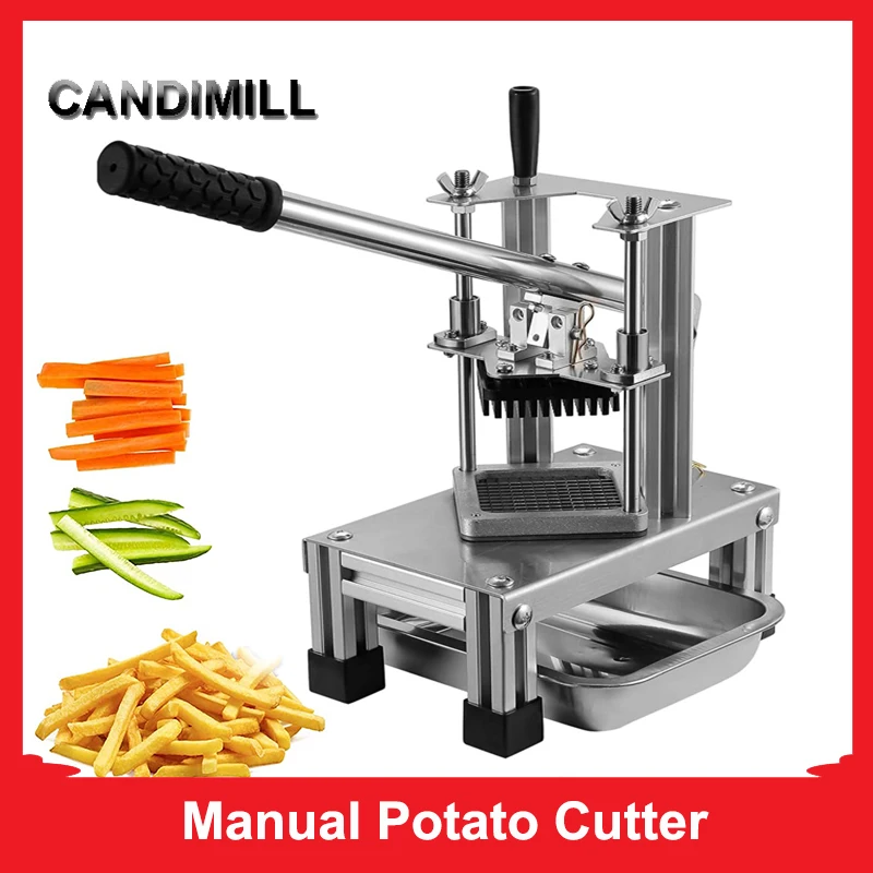 

CANDIMILL Commercial Potato Cutter Stainless Steel Potatos Strips Slicer Fruit Vegetable Slicer French Fries Cutter