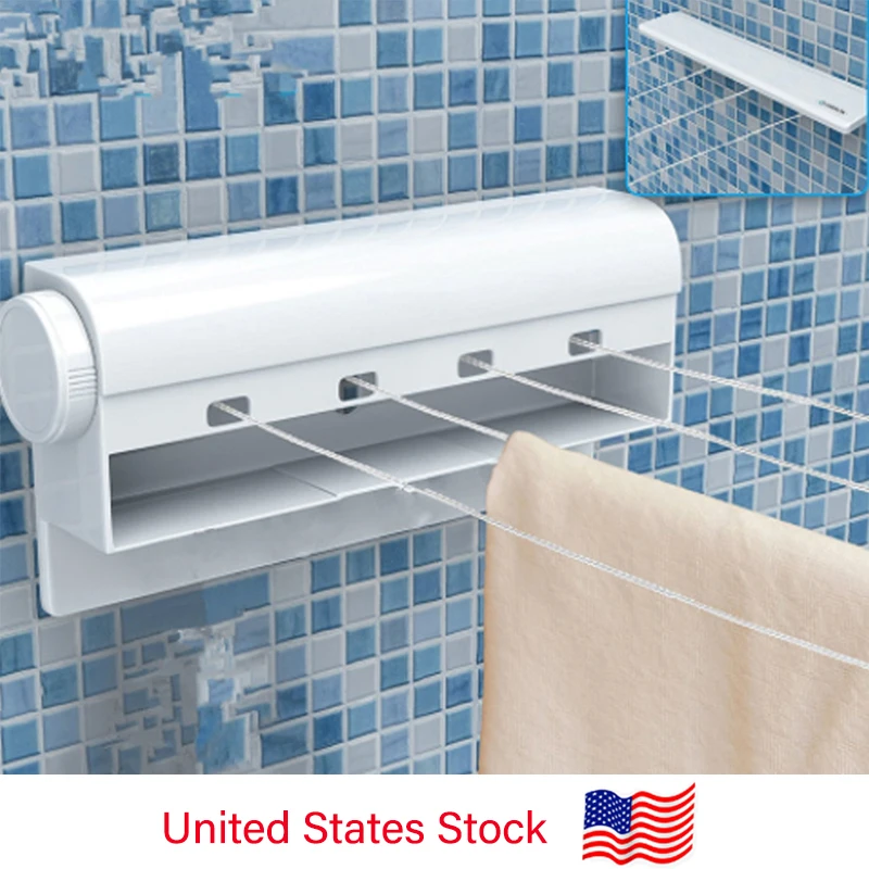 retráctil de acero inoxidable de 5 líneas, secador de ropa de baño interior, cuerda de acero extraíble para balcón, disponible en EE. UU. - AliExpress