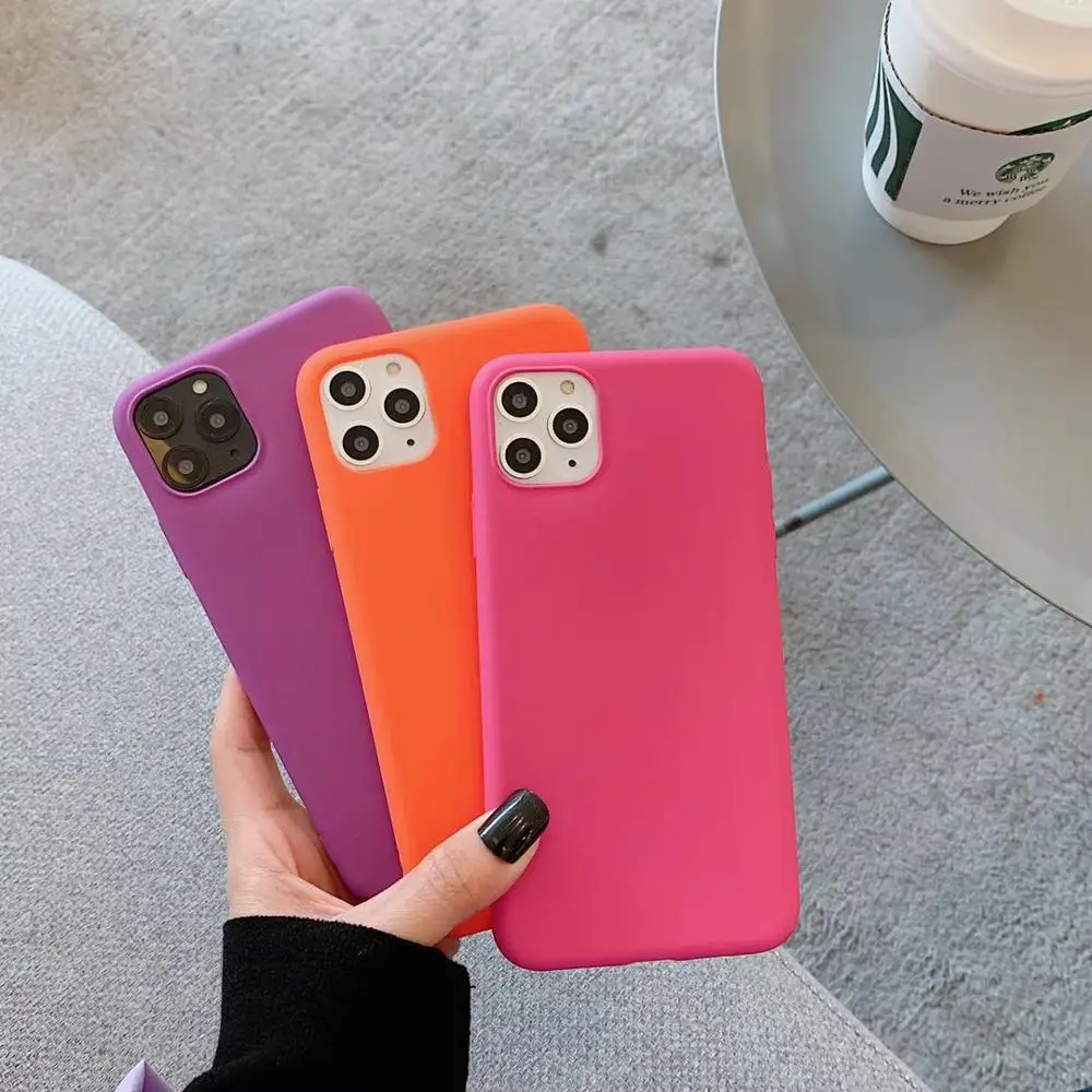 Простой однотонный удобный чехол для iPhone11Pro/xsMax/8plus мягкий силиконовый защитный xr