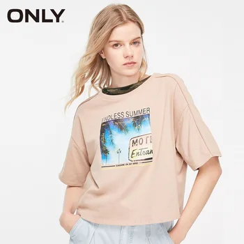 

ONLY Women's Loose Fit 100% Cotton Printed Elbow Sleeves T-shirt |119201608