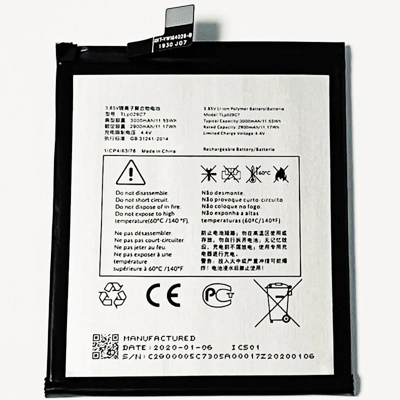 3.85V 3000mAh TLp029C7 For Alcatel 3V 5099Y 5099A 5099D 5099U 5099I