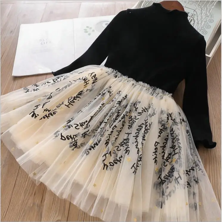 Платья-пачки для девочек; осенне-зимнее детское вязаное платье; платье принцессы для дня рождения; Рождественская одежда с вышивкой; костюм принцессы