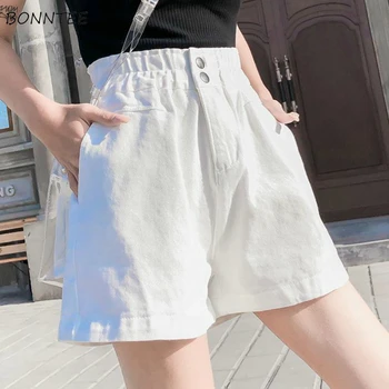 

Shorts Women High Waist Drawstring Button Chic Summer Loose Korean Wide Leg Casual Femme Jean Short All-match Simple Streetwear