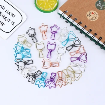 

6PCs/Set Hollowed Out Design Metal Binder Clip Long Tail Clips Office Hand Book Folder Paper Organizer Stationery Fish Clip