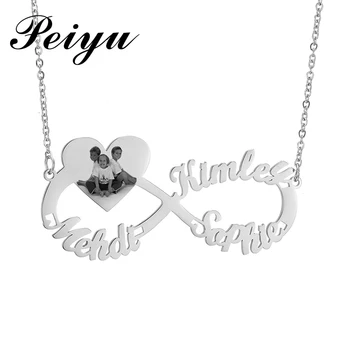 

Infinity Custom Name Necklace Personalized Engrave Photo Heart Necklaces Stainless Steel Choker for Family Best Friends Jewelry