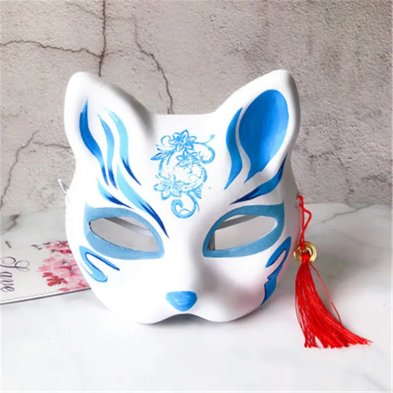2 шт Вечерние Маски рисованная маска Аниме COS Cat Fox маска с колокольчик-кисточка