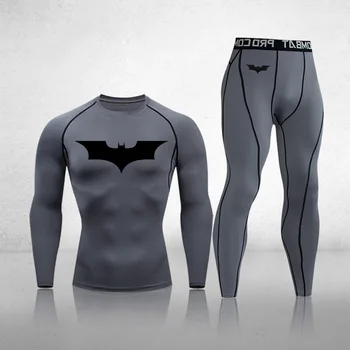 

Quick Dry Men's Thermal underwear Sets Running Compression Sport Suits Batman Tights Clothes Gym Fitness Jogging Sportswear