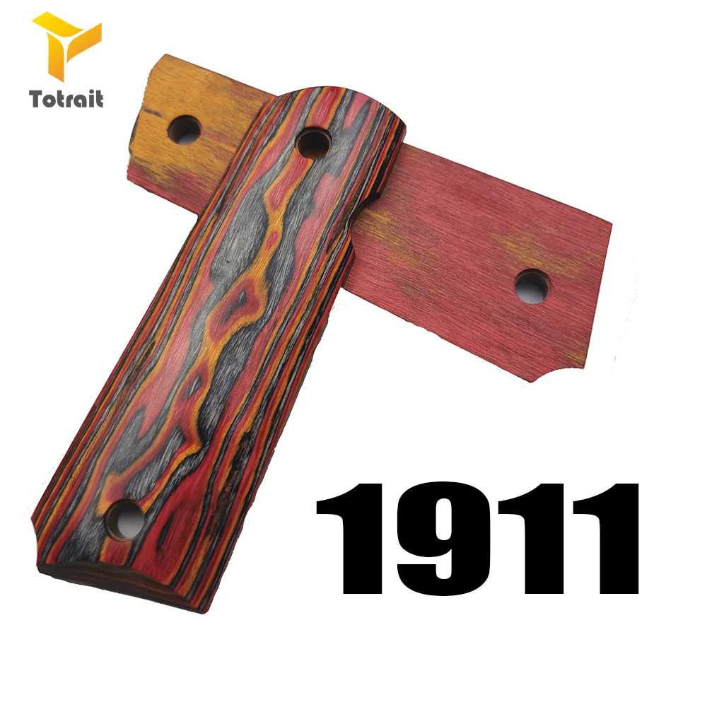 

TOtrait 1 Pair Colt 1911 Colorful Wooden Grips Professional G10 Knife Handles Patch Textured Material DIY Scales Non-slip Blanks