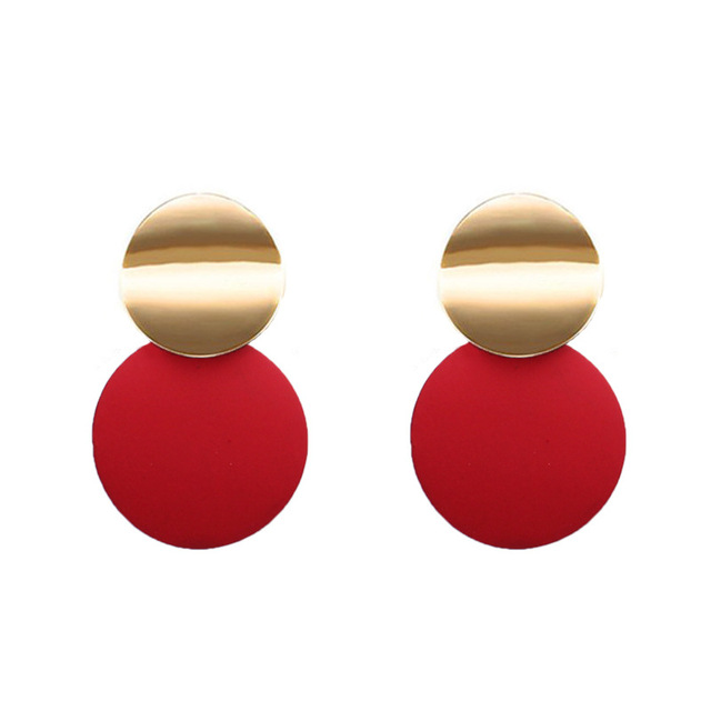 Black Round Metal Earring for Women Gold Shiny Smooth Long Drop Earrings 2019 Fashion Statement Jewelry Pendientes Bijoux