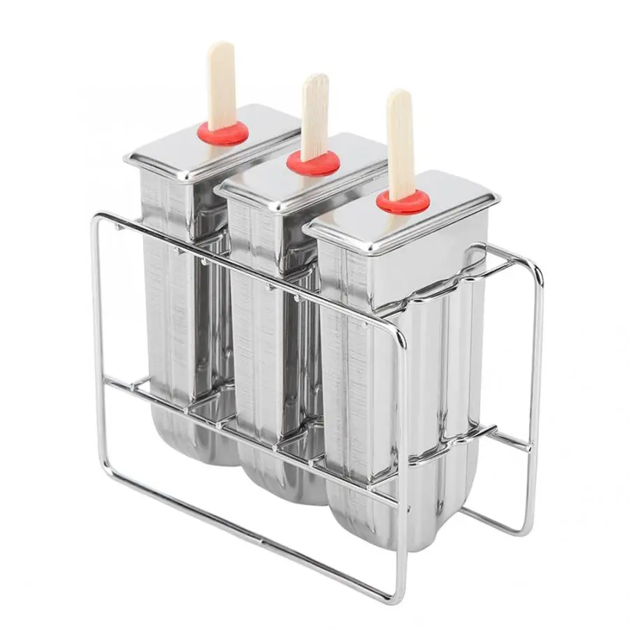 3/6/10PCS Stainless Steel Popsicle Molds Ice Cream Popsicle Holder Sticks Ice Cream Moulds Round/Flat Lolly Maker