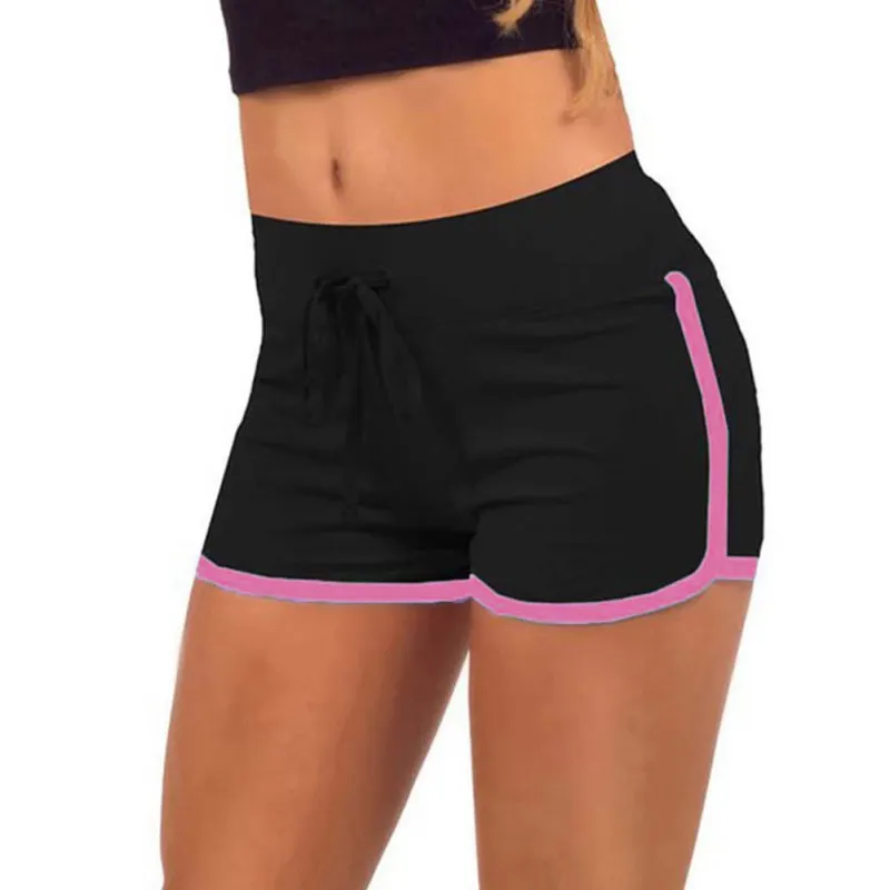 Летние спортивные быстросохнущие женские шорты с завязками, повседневные хлопковые шорты с контрастной эластичной резинкой на талии
