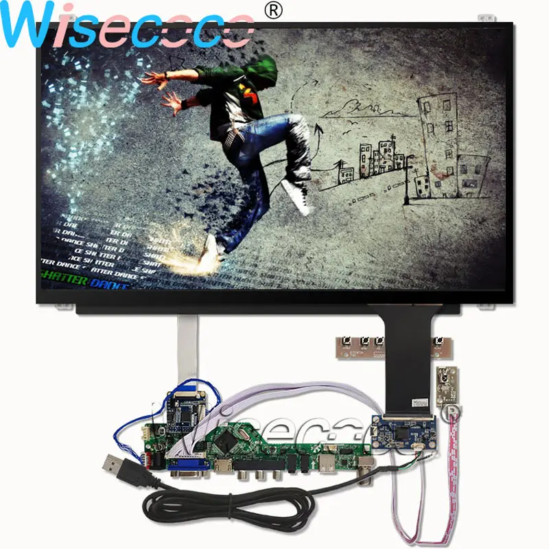 Wisecoco 15,6 дюйма 1366 × 768 тонкий ЖК-экран 7S5P WLED подсветка дисплея с сенсорной панелью LVDS к EDP HDMI VGA плата контроллера - Цвет: Full Kit