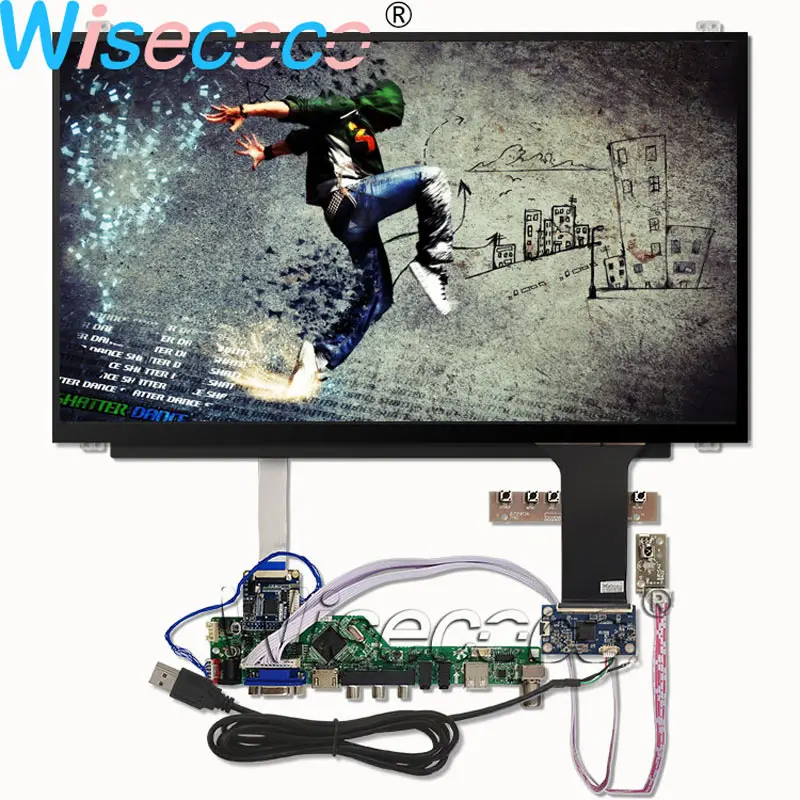Full Kit Wisecoco 15,6 дюйма 1366 × 768 тонкий ЖК-экран 7S5P WLED подсветка дисплея с сенсорной панелью LVDS к EDP HDMI VGA плата контроллера - Цвет: Full Kit