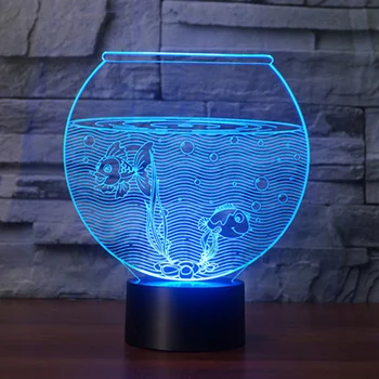 

Fish Tank Shape 3D Illusion Night Light Flash color Changing LED Table Lamp Shop Bedroom Gift Decor Lights
