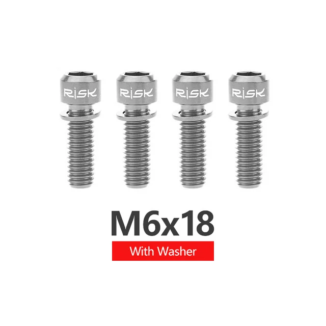 M6X18 Titanium RISK 4 пар/кор. дорожный горный велосипед титан m6x18мм дисковый тормозной суппорт крепежные болты винты с рифленой шайбой - Цвет: M6X18 Titanium
