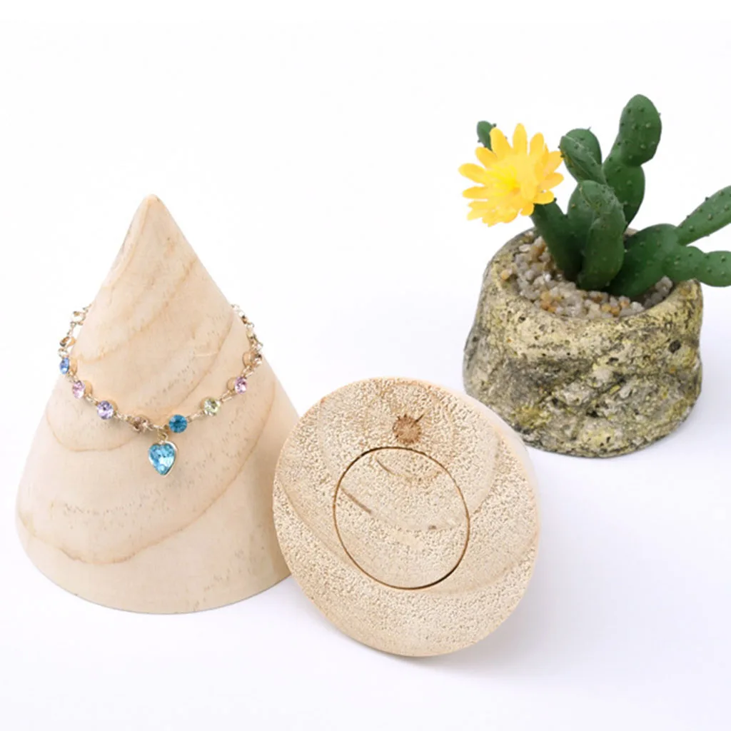 

Unpainted Plain Wooden Cone Shape Bracelet Jewellery Display Holder Stand