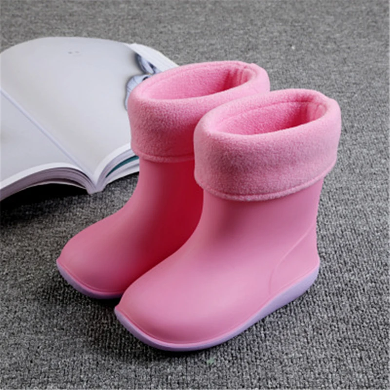 Rain-Boots Girls Kids Water-Shoes Baby-Boys for Non-Slip Rubber Warm Children Four-Seasons/removable