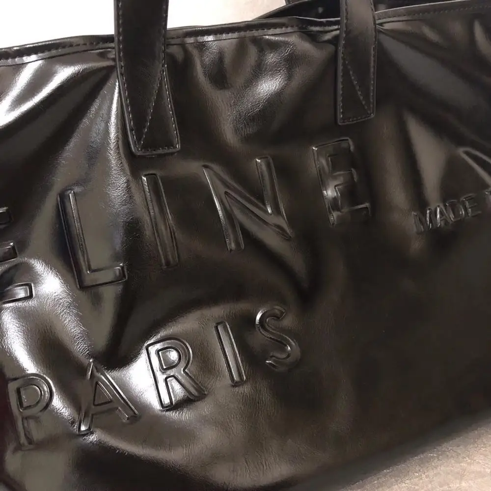 Новая большая черная сумка с алфавитом, простая сумка через плечо, супер большая сумка из мягкой кожи для девочек, размер 53*30 см - Цвет: genuine leather